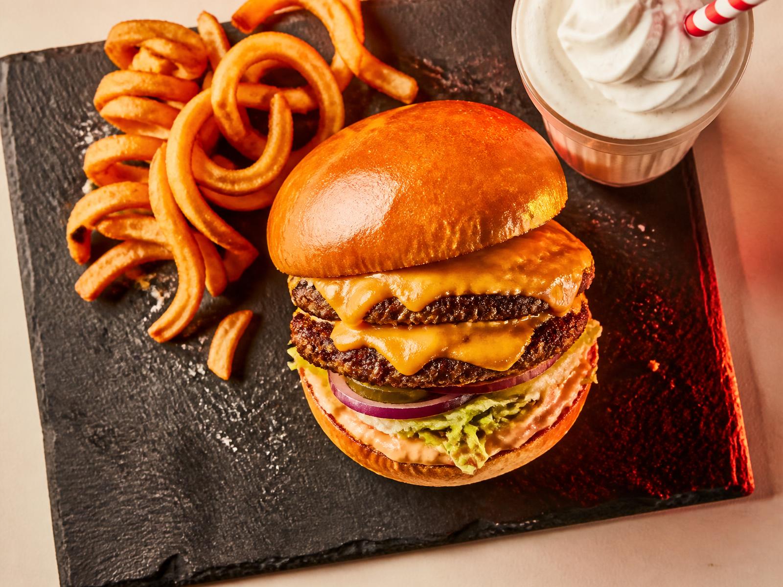 A BunRun smash burger with fries